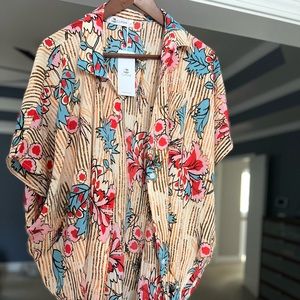 Women’s Large Swim Coverup Cupshe NWT Colorful Floral Stripes